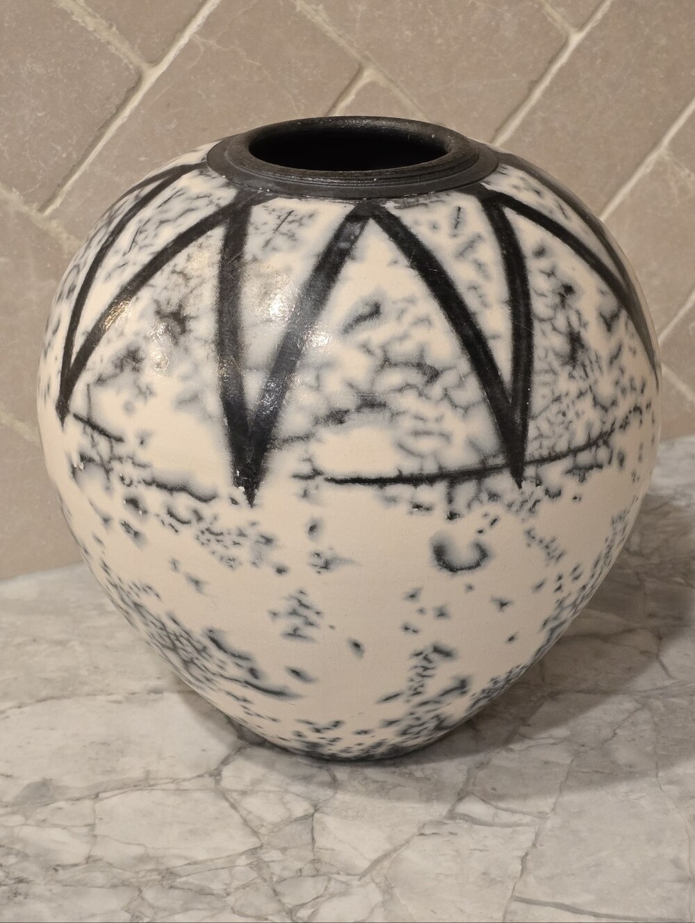 Naked Raku Large Art Pottery Vase Signed Wabi Sabi Organic Modern Pot